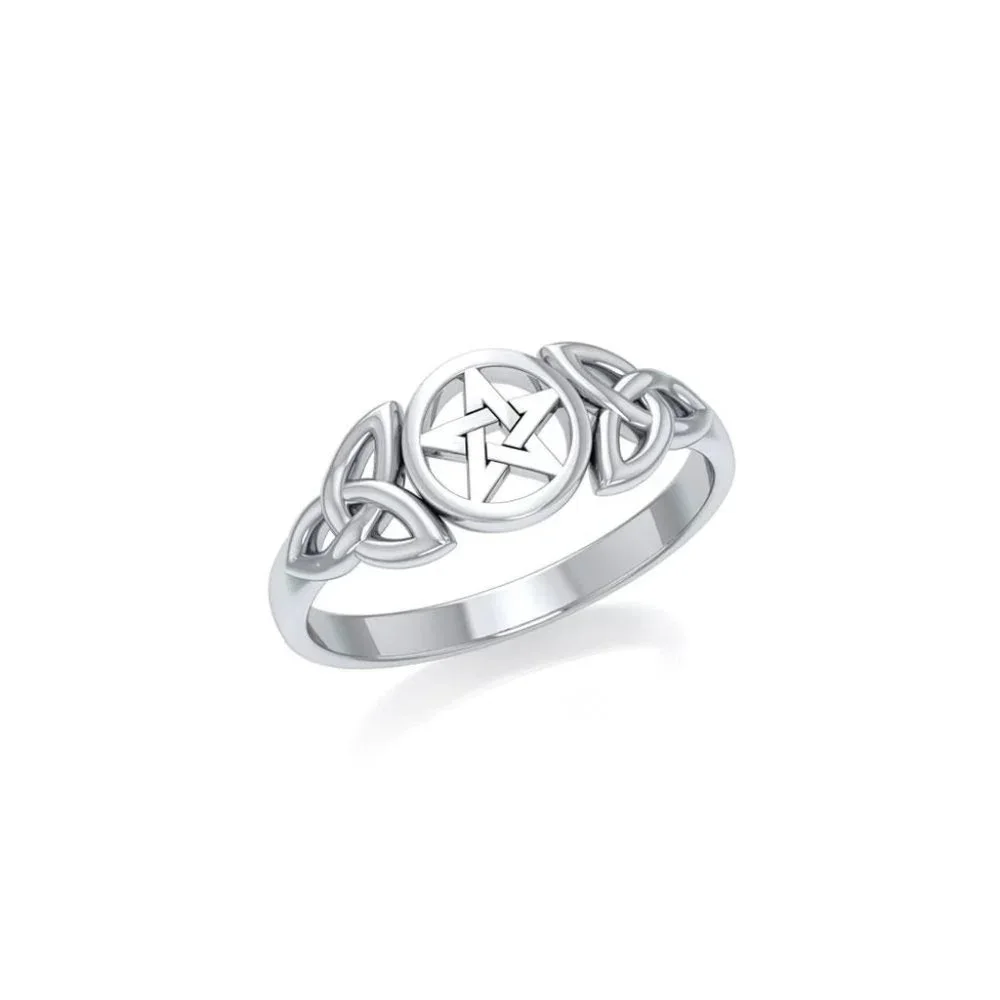 Celtic Triquetra Pentacle Sterling Silver Ring, Size 6 and 8 - Picture 5 of 5